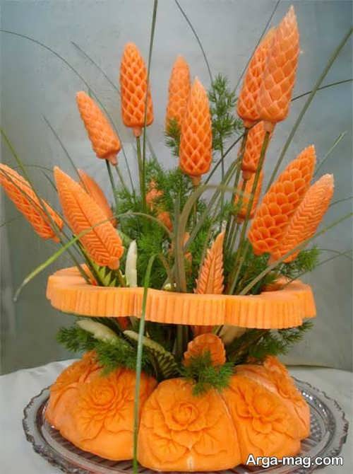 تزیین زیبا هویج به شکل دسته گل 