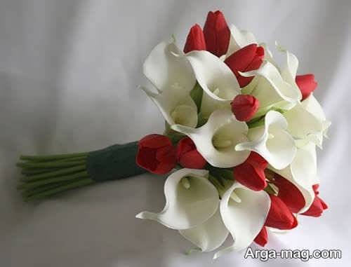 دسته گل قرمز و سفید برای عروس 