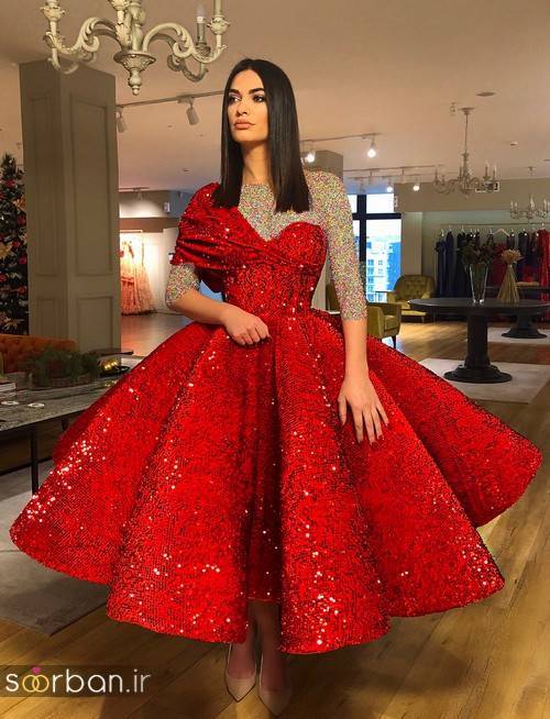 مدل لباس حنابندان، عقد و نامزدی قرمز مجلسی بلند شیک و جدید