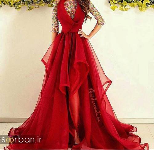 لباس حنابندان، عقد و نامزدی قرمز بلند زنانه 2018 جدید-