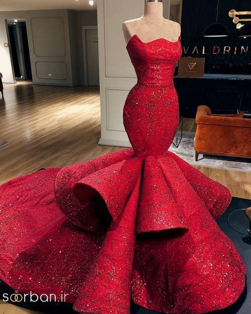 مدل لباس حنابندان، عقد و نامزدی قرمز بلند  2018