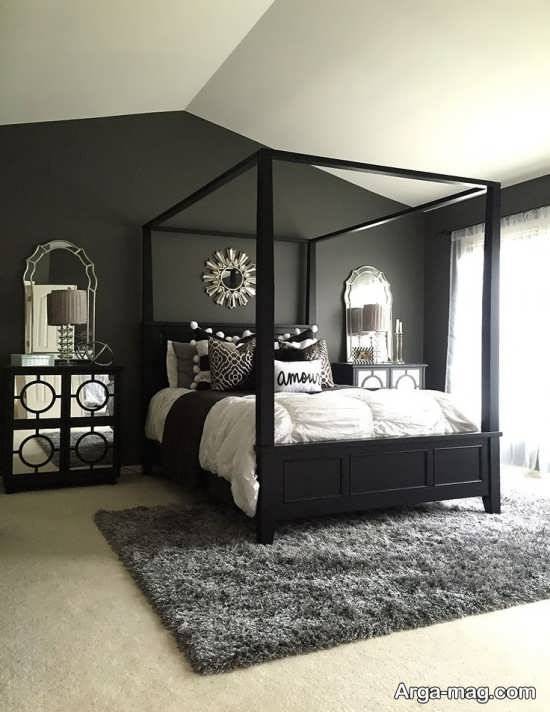 طراحی داخلی اتاق خواب سفید مشکی