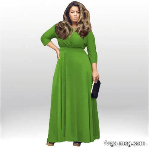 مدل لباس مجلسی سبز برای خانم های چاق 
