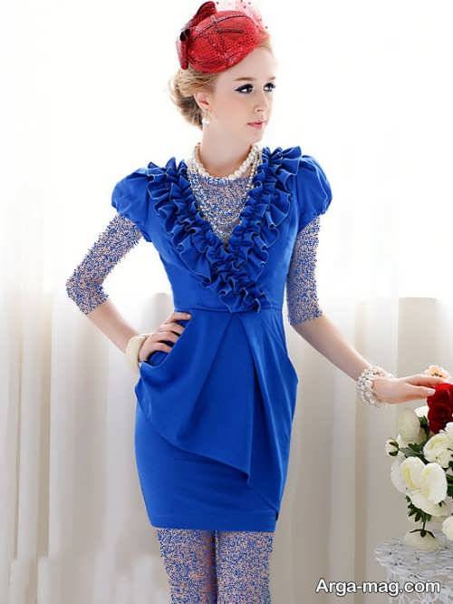 مدل لباس مجلسی زیبا و شیک آبی 