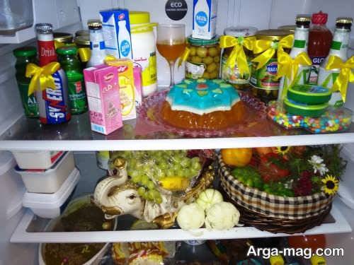 تزیین مواد غذایی برای یخچال نوعروس 