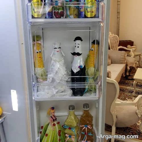 تزیین بطری برای یخچال عروس 