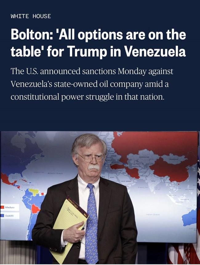دست نوشته جنجالی جان بولتون درباره اعزام 5 هزار نیرو به کلمبیا/آیا آمریکا خود را برای اقدام نظامی علیه ونزوئلا آماده می‌کند؟