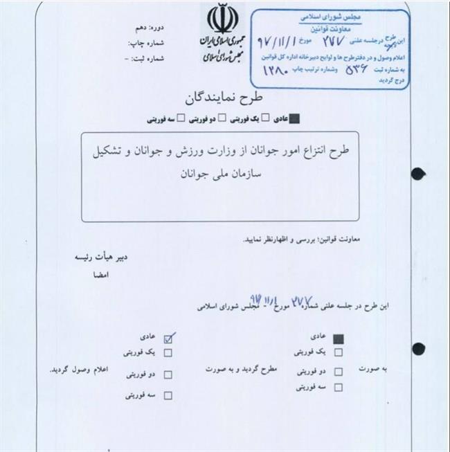 طرح جدید نمایندگان برای تشکیل سازمان ملی جوانان