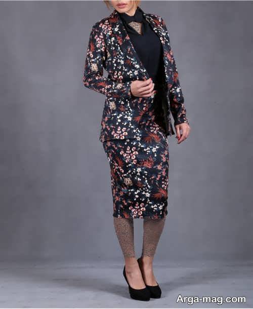 مدل کت و دامن با پارچه گلدار و طراحی شیک (18 مدل)