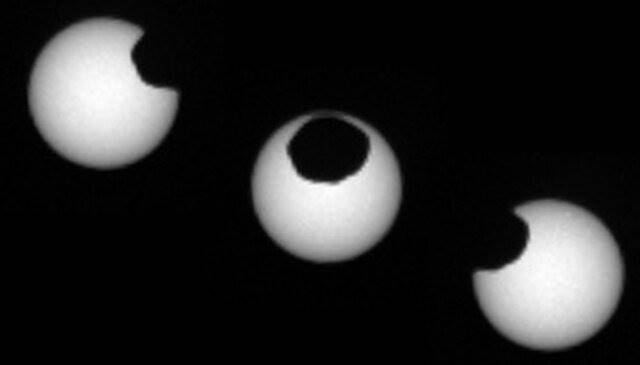 خورشید گرفتگی در 2 قمر مریخ+تصاویر
