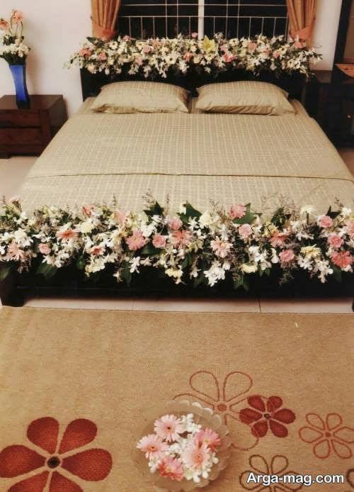 تزیین اتاق خواب عروس با گل 