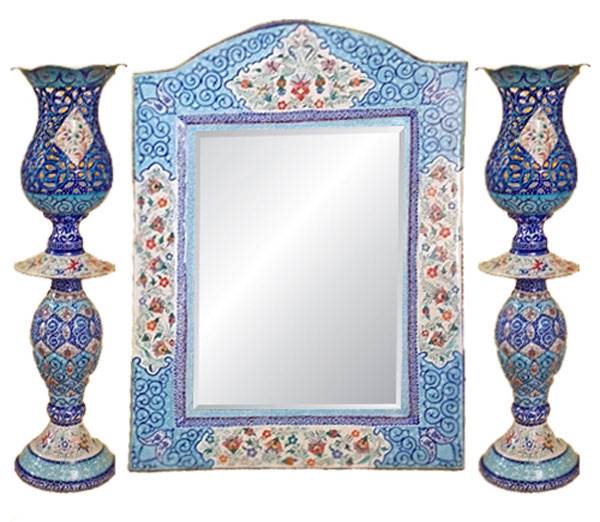 مدل آینه و شمعدان عروس میناکاری