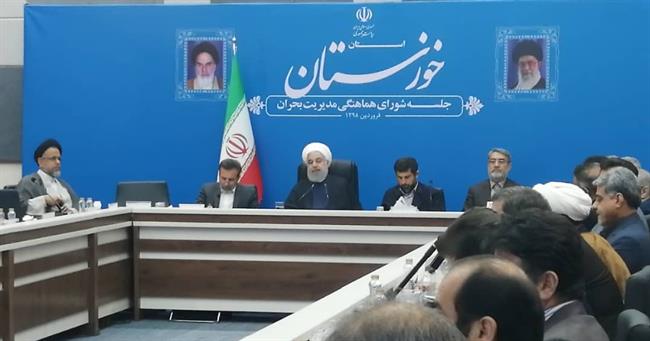 روحانی از مناطق سیل زده خوزستان هوایی دیدن کرد