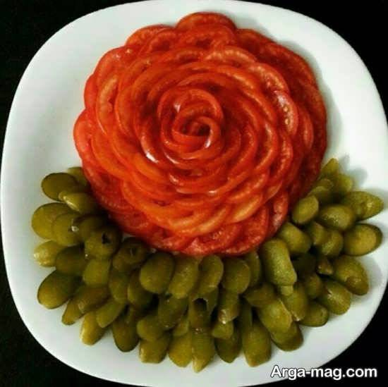 ایده های زیبا برای تزئینات خیار شور و گوجه فرنگی
