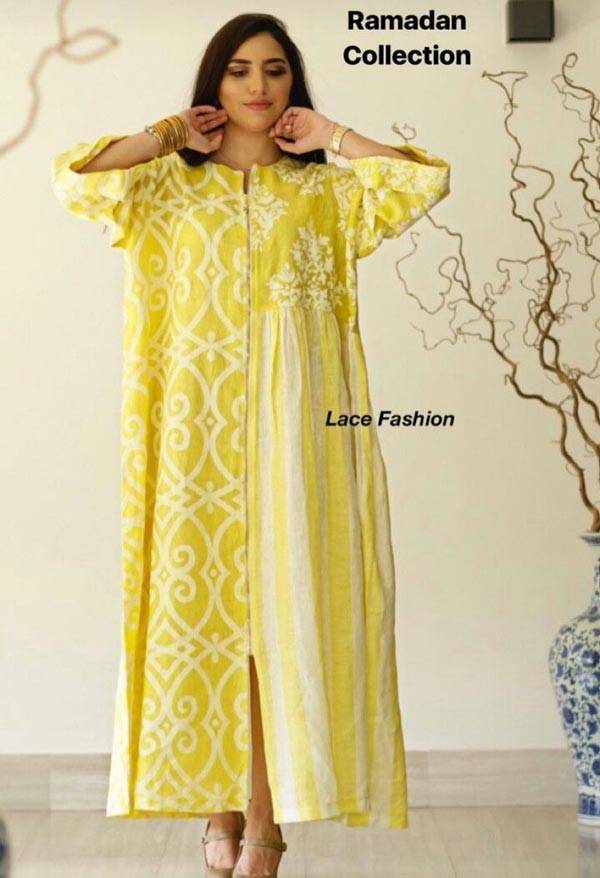 مانتو سنتی بلند زیپ دار زرد رنگ
