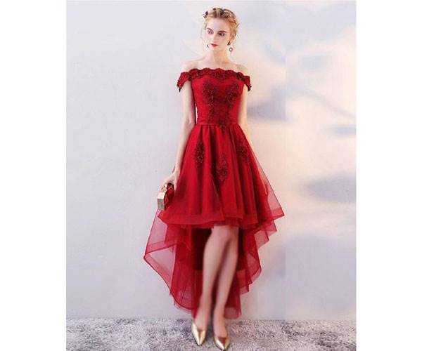 مدل لباس گیپور مجلسی زنانه با رنگ قرمز 