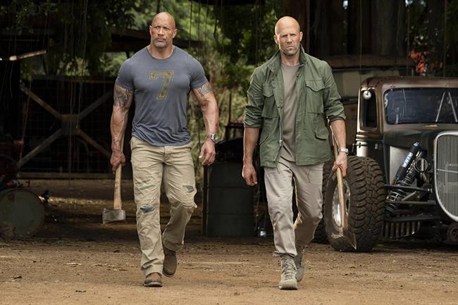 Jason Statham and Dwayne Johnson in Fast & Furious Presents: Hobbs & Shaw (2019)