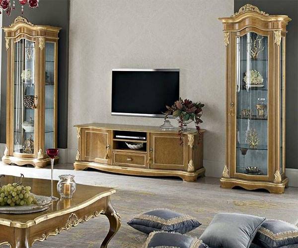 میز تلویزیون سلطنتی طلایی با بوفه میز تلویزیون سلطنتی طلایی با بوفه