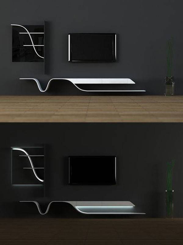میز تلویزیون دیواری مشکی وسفید