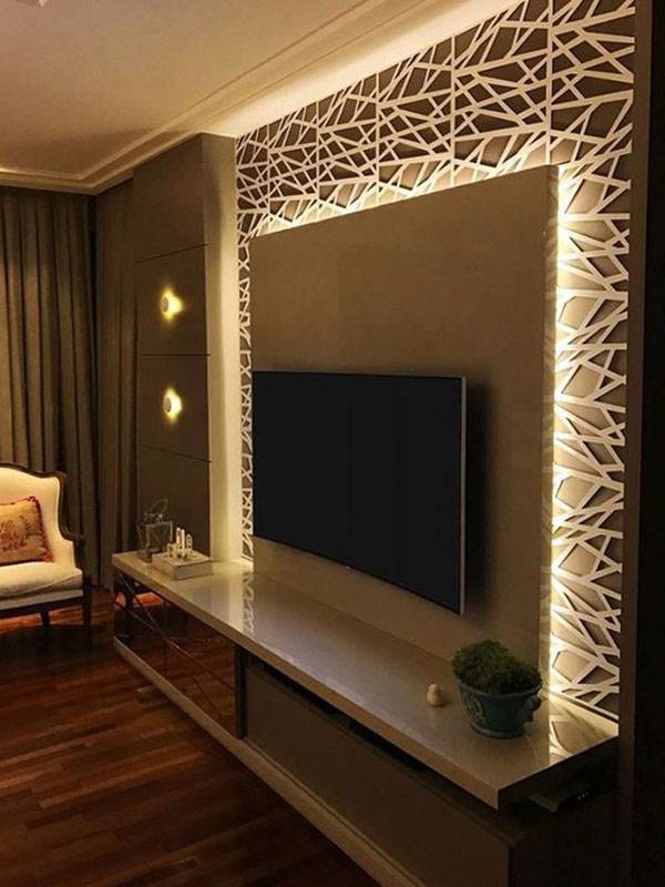 میز تلویزیون دیواری طرح آینه‌ای