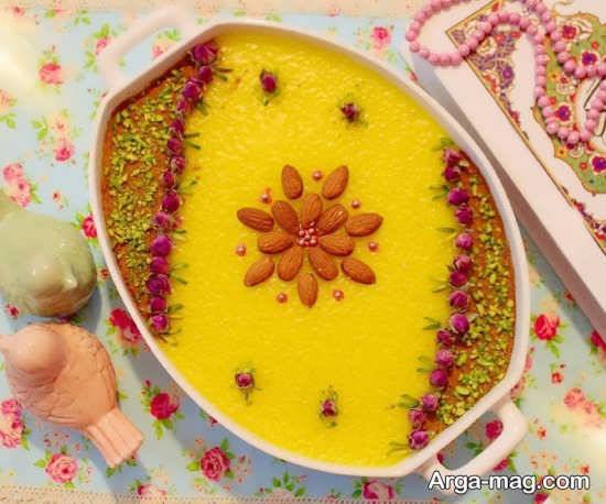 تزیین شله زرد نذری با مواد خوشمزه