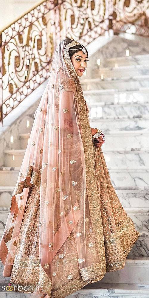 مدل لباس عروس هندی صورتی و طلایی
