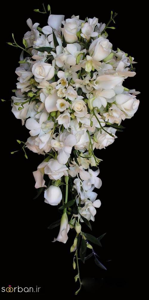 دسته گل عروس آبشاری زیبا و جدید18