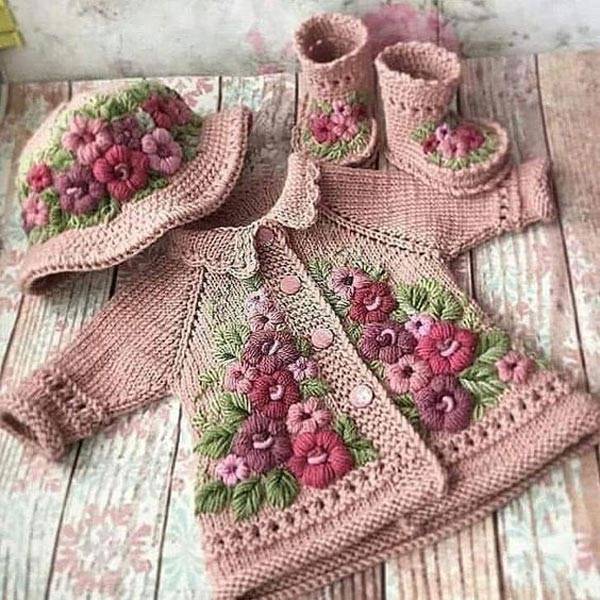 ژاکت بافتنی دخترانه جلو باز بچه گانه
