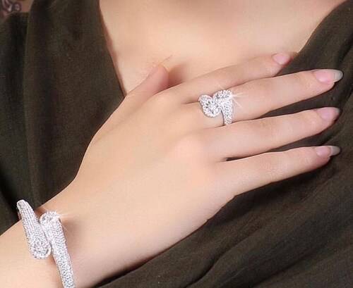 ست انگشتر و دستبند نقره زنانه