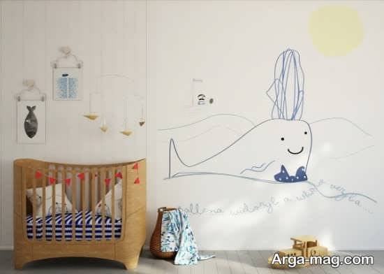 دکوراسیون متفاوت دیوار اتاق نوزاد