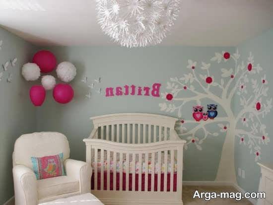 تزئین زیبای دیوار اتاق نوزاد