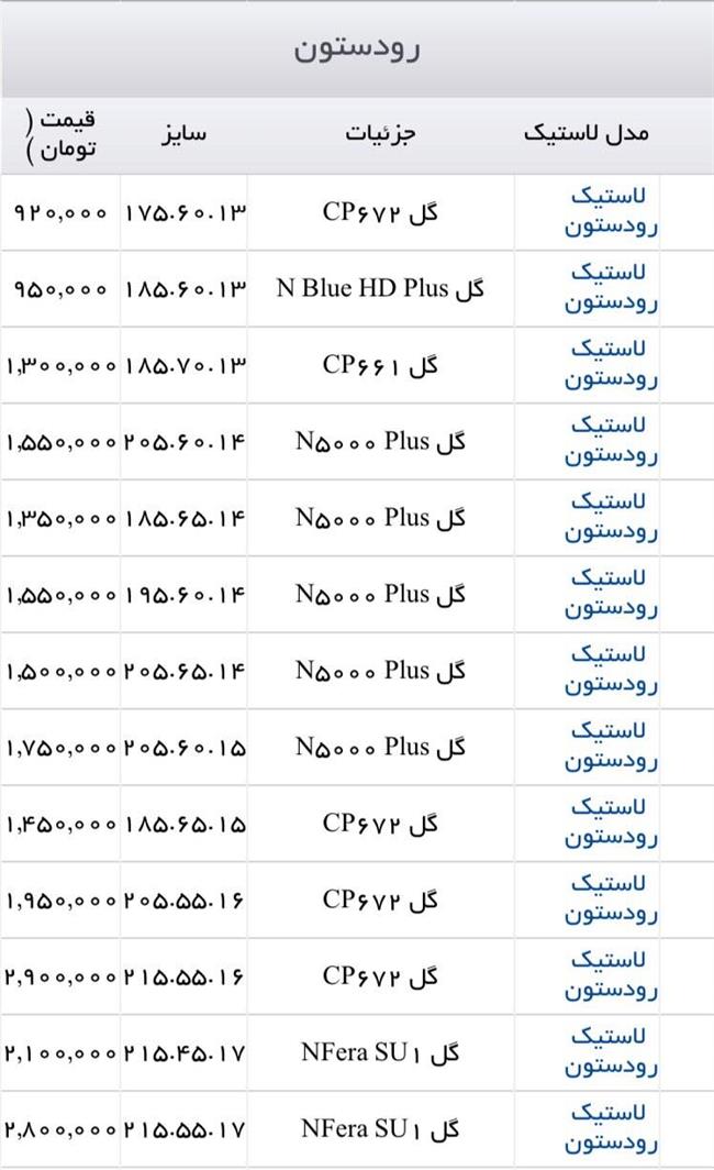 قیمت لاستیک