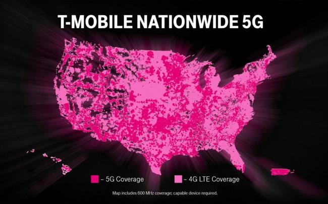 اپراتور T-Mobile اینترنت 5G را در سراسر آمریکا ارائه کرد