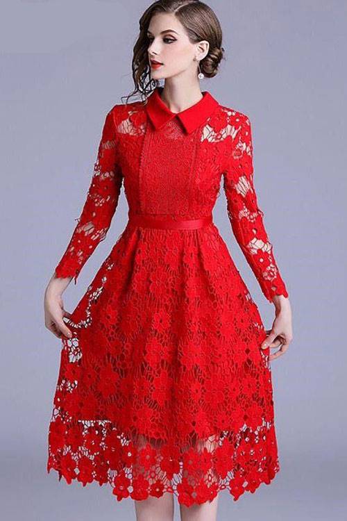 لباس مجلسی قرمز گیپور