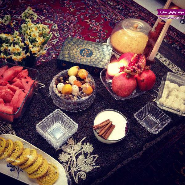 میوه آرایی - هندوانه - انار - عکس سفره آرایی شب یلدا