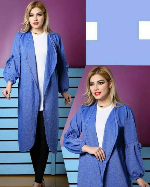 مانتو آبی لمه شنی مانتو آبی لمه شنی