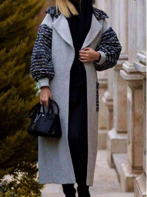 مانتو پاییزه بلند ترکیبی