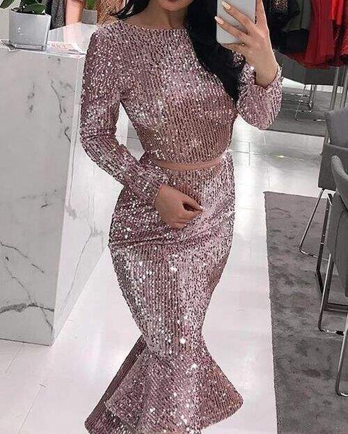 لباس مجلسی صورتی و پولکی لباس مجلسی صورتی و پولکی