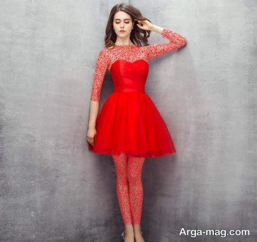 مدل لباس شب قرمز و کوتاه 