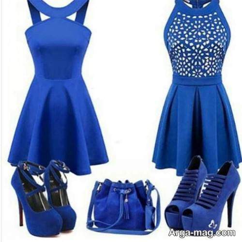 ست رنگ آبی لباس مجلسی 