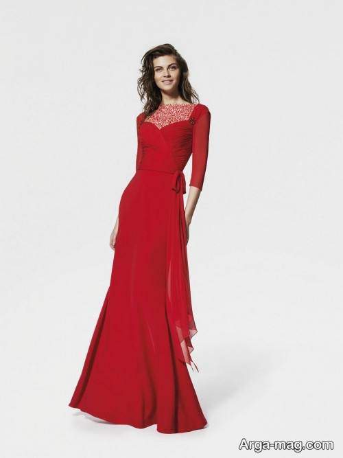 مدل لباس مجلسی بلند و قرمز 