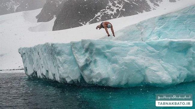 33 سال تمرین برای 8 دقیقه شنا در قطب جنوب