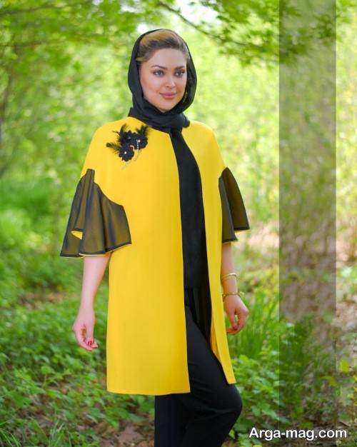 مدل مانتو زرد زنانه