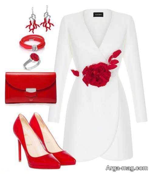 ست لباس قرمز و سفید 