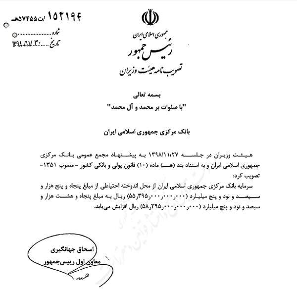 افزایش سرمایه بانک مرکزی به 5 هزار و 800 میلیارد تومان/ استفاده از یک ابزار جدید مالی در فرابورس از 4 اسفند/ مرکز آمار: عقب نشینی نرخ تورم برای پنجمین ماه متوالی افزایش سرمایه بانک مرکزی به 5 هزار و 800 میلیارد تومان/ استفاده از یک ابزار جدید مالی در فرابورس از 4 اسفند/ مرکز آمار: عقب نشینی نرخ تورم برای پنجمین ماه متوالی