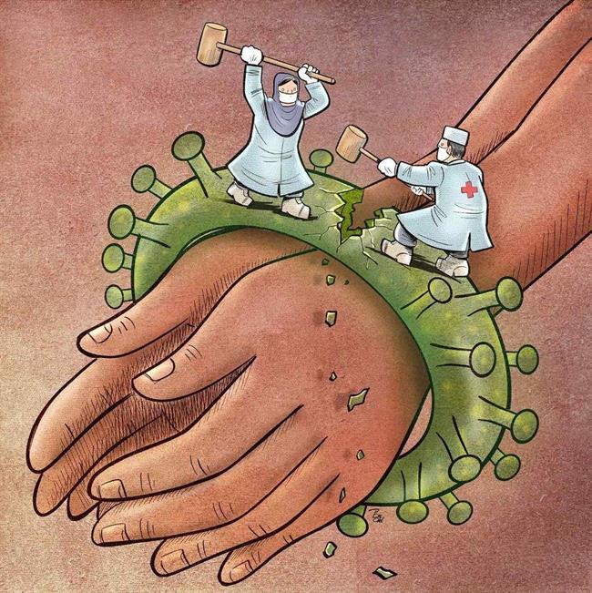 اثر علیرضا پاکدل، کاریکاتوریست ایرانی به افتخار  زحمات کادر درمان 