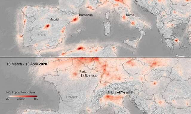 ادامه روند کاهش آلودگی هوا در اروپا در پی شیوع کووید-19