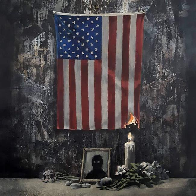 بنکسی هم پرچم آمریکا را آتش زد +عکس