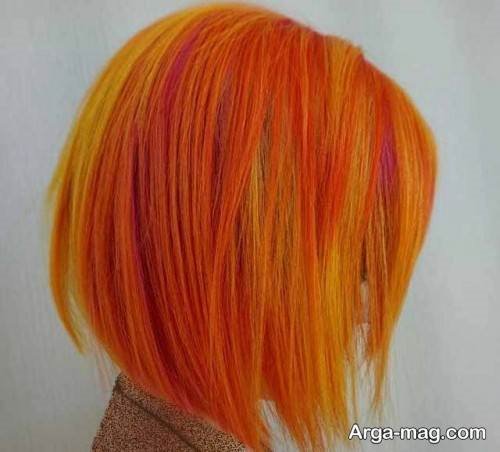 رنگ مو پرتقالی با هایلایت 