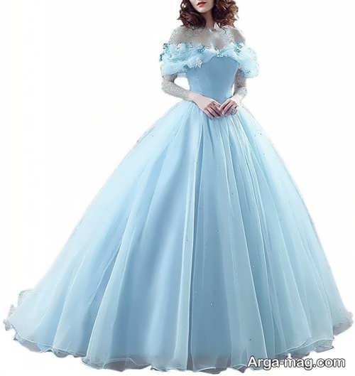 لباس عروس ساده آبی 